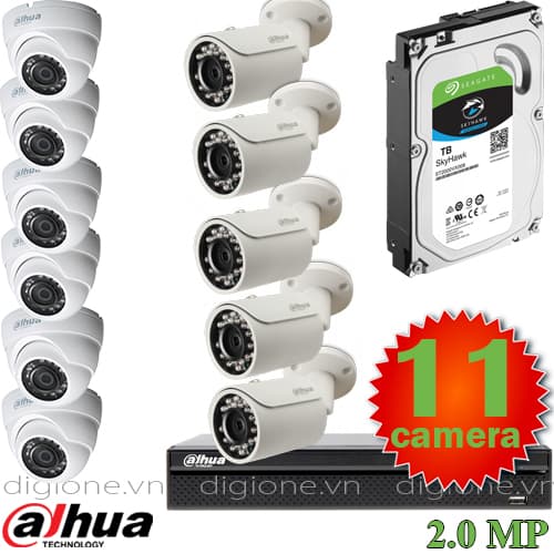 Lắp đặt trọn bộ 11 camera giám sát 2.0M Dahua