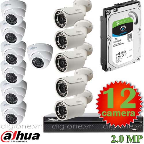 Lắp đặt trọn bộ 12 camera giám sát 2.0M Dahua