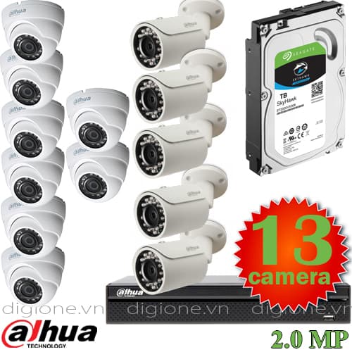 Lắp đặt trọn bộ 13 camera giám sát 2.0M Dahua