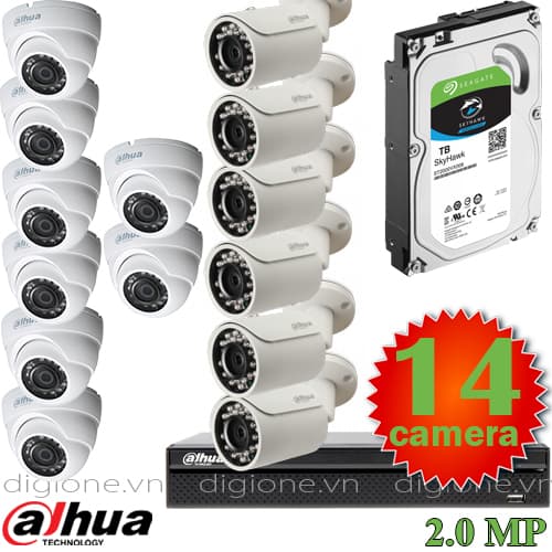 Lắp đặt trọn bộ 14 camera giám sát 2.0M Dahua
