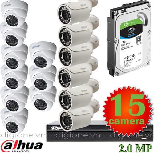 Lắp đặt trọn bộ 15 camera giám sát 2.0M Dahua