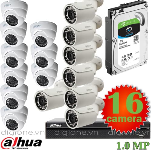 Lắp đặt trọn bộ 16 camera giám sát 1.0M Dahua