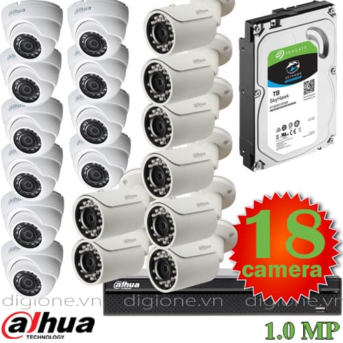 Lắp đặt trọn bộ 18 camera giám sát 1.0M Dahua