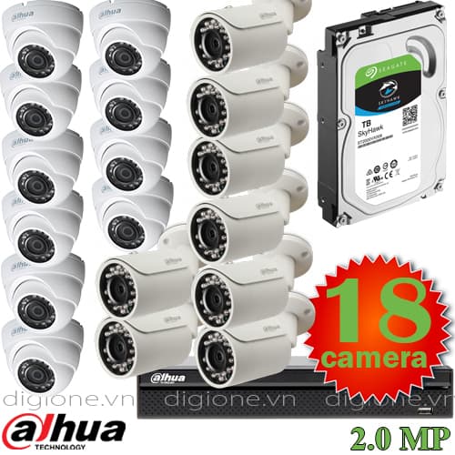 Lắp đặt trọn bộ 18 camera giám sát 2.0M Dahua