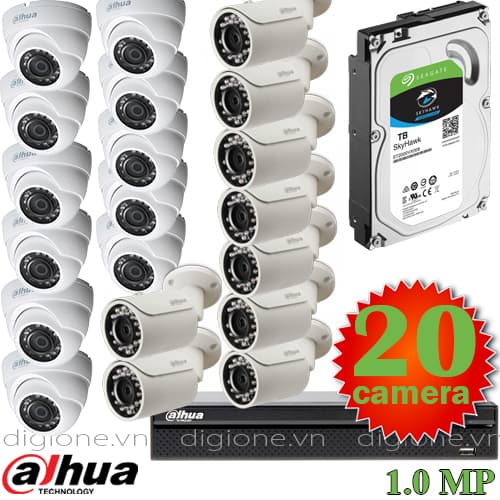 Lắp đặt trọn bộ 20 camera giám sát 1.0M Dahua