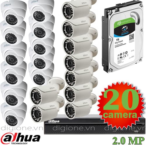 Lắp đặt trọn bộ 20 camera giám sát 2.0M Dahua