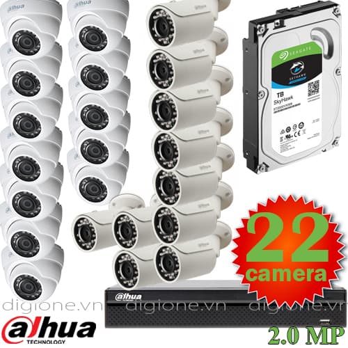 Lắp đặt trọn bộ 22 camera giám sát 2.0M Dahua