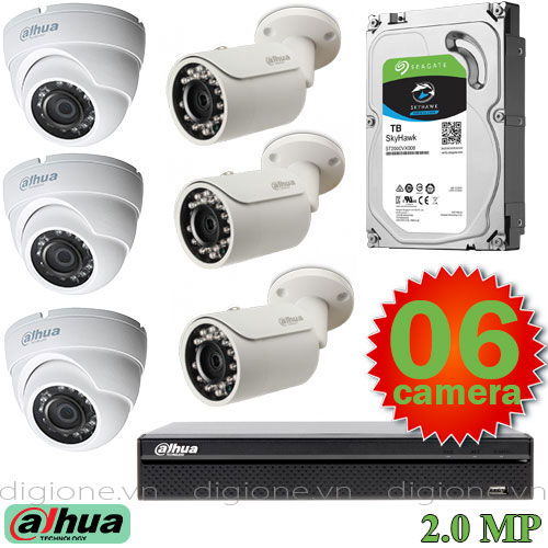 Lắp đặt trọn bộ 6 camera giám sát 2.0MP Dahua